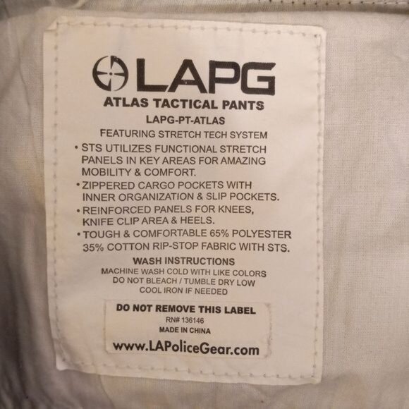 LAPG Size 38 x 30 Mens Pants Dark Gray Cargo Atlas Tactical Pockets Rip-Stop - Picture 15 of 15
